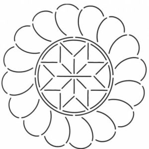 Stencil Feather Circle Block 8 inch